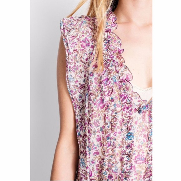 Zadig & Voltaire Rimana Floral Paisley Print Cinch Waist Beaded Dress - Picture 3 of 14